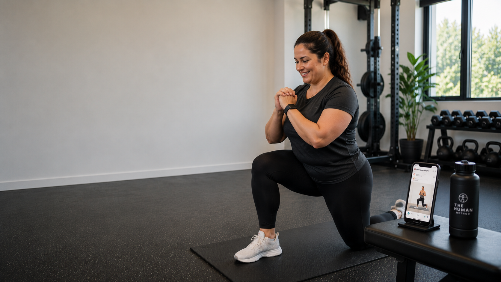Coach guiding a client through a movement assessment